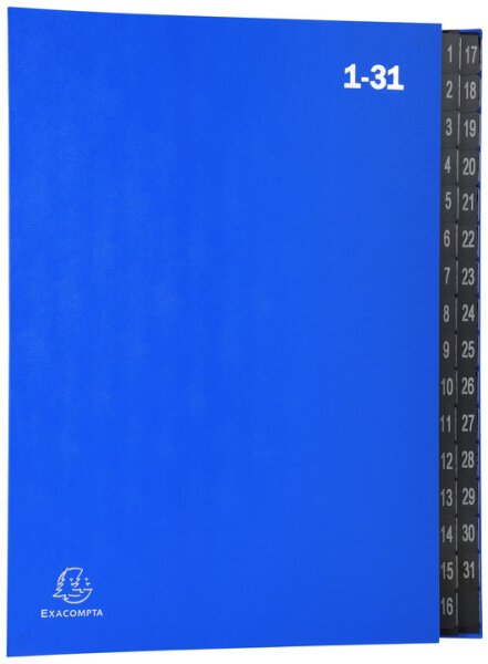 EXACOMPTA Pultordner, DIN A4, 1-31, 32 Fächer, blau