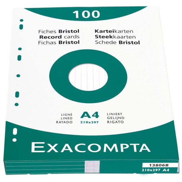EXACOMPTA Karteikarten, DIN A4, blanko, rosa