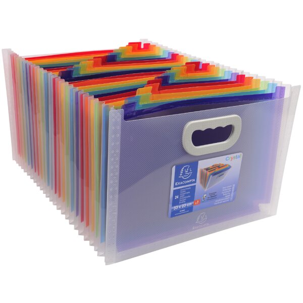 EXACOMPTA Fächermappe Crystal, 24 Fächer, transparent