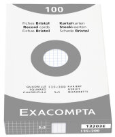 EXACOMPTA Fiches bristol, 125 x 200 mm, uni, blanc