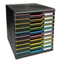 EXACOMPTA Schubladenbox MODULO A4, 10 Schübe, schwarz