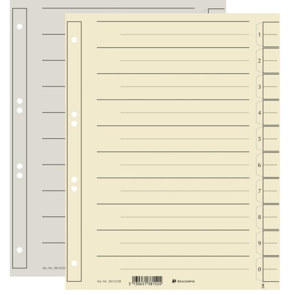 EXACOMPTA Trennblätter, DIN A4 Überbreite, chamois