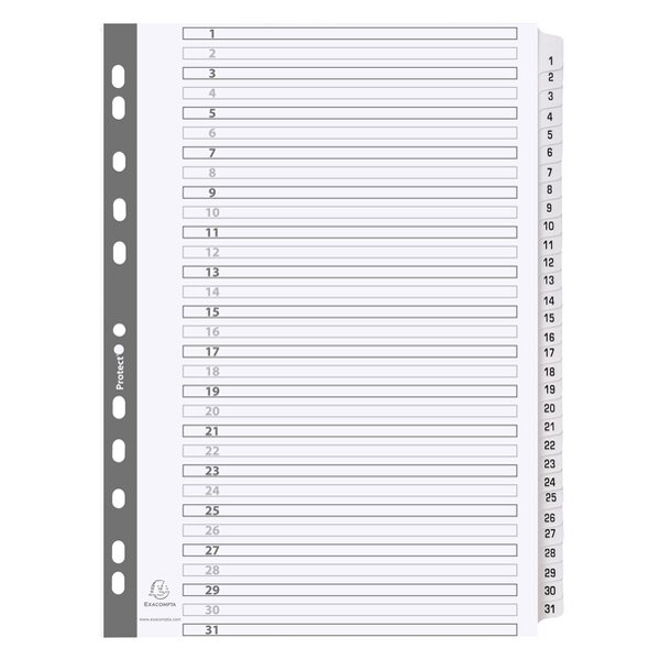 EXACOMPTA Karton-Register 1-10, DIN A4, weiss, 10-teilig