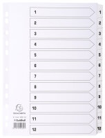 EXACOMPTA Karton-Register 1-12, DIN A4, weiss, 12-teilig