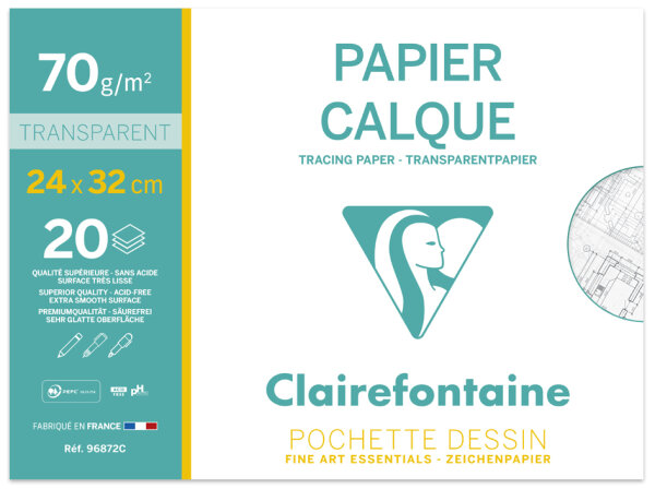 Clairefontaine Papier calque, 240 x 320 mm, 70 g/m2