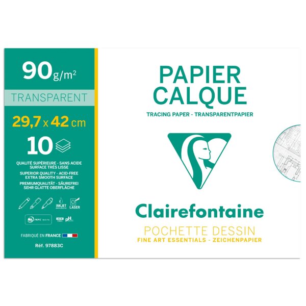 Clairefontaine Papier calque, 70/75 g/m2, 240 x 320 mm