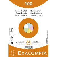 EXACOMPTA Fiches bristol, A5, ligné, vert