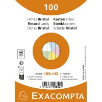 EXACOMPTA Fiches bristol, A6, ligné, bleu azur
