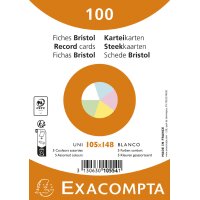 EXACOMPTA Fiches bristol, A6, ligné, bleu azur