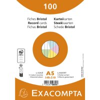 EXACOMPTA Fiches bristol, A5, ligné, rose