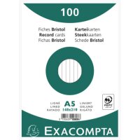 EXACOMPTA Fiches bristol, A5, ligné, rose