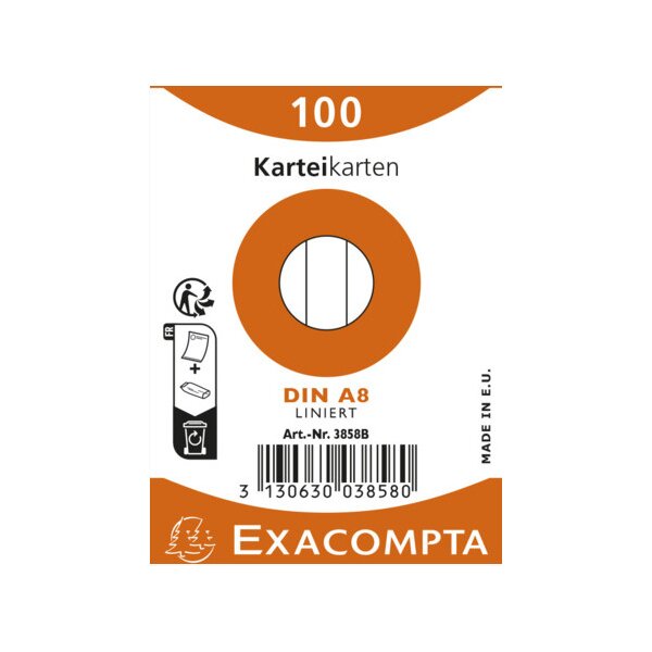 EXACOMPTA Fiches bristol, A8, lign&eacute;, rose