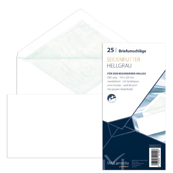 MAILmedia Briefumschlag Offset weiss mit Seidenfutter, D lang