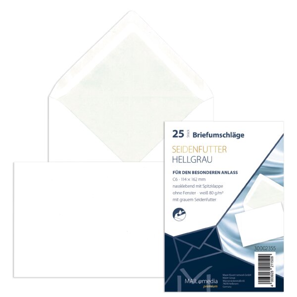 MAILmedia Briefumschlag Offset weiss mit Seidenfutter, D lang