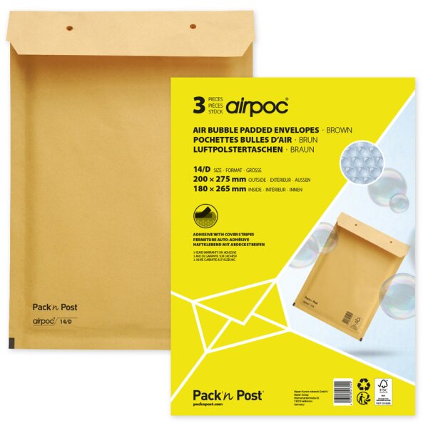 MAILmedia Luftpolster-Versandtaschen, Typ 13 C, braun, 10 g