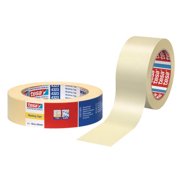 tesa Maler Krepp 4323 Basic Papierabdeckband, 30 mm x 50 m