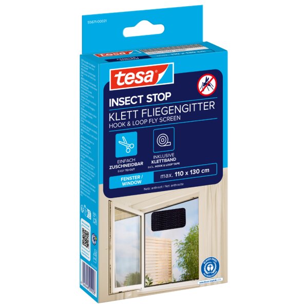 tesa Fliegengitter STANDARD für Fenster, 1,00 m x 1,00 m