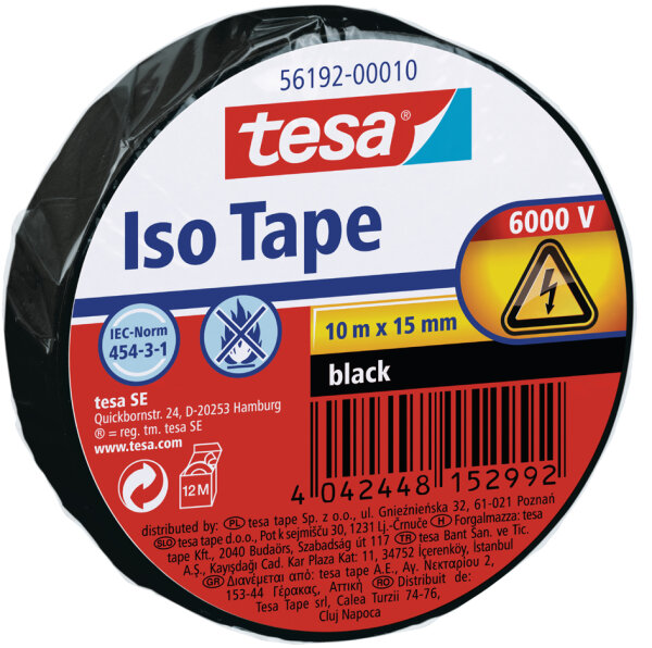 tesa Ruban isolant ISO TAPE, 15 mm x 10 m, bleu