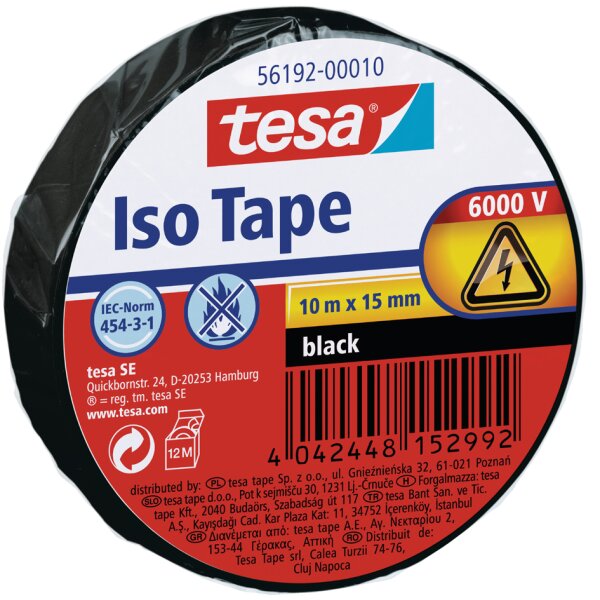 tesa Isolierband ISO TAPE, 15 mm x 10 m, grün gelb