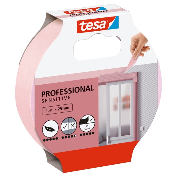 tesa Maler Krepp Precision Sensitive Abdeckband, 25 mm x 25m