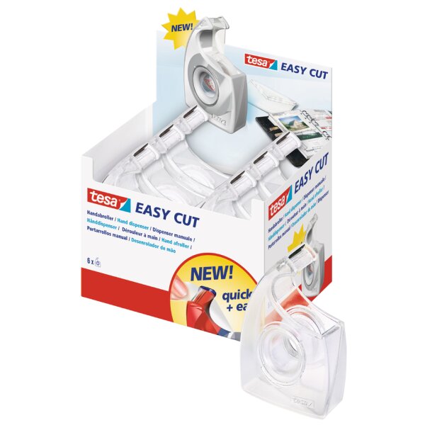 tesa D&eacute;vidoir &agrave; main Easy Cut, vide, pr&eacute;sentoir, transparent