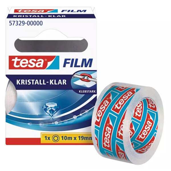 tesa Film Ruban adhésif, pack de 8, 19 mm x 10m, transparent