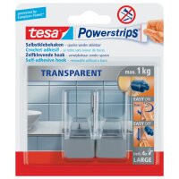 tesa Powerstrips Haken LARGE Transparent, transparent chrom