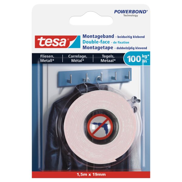 tesa Adhésif double face de montage Powerbond pour carrelage