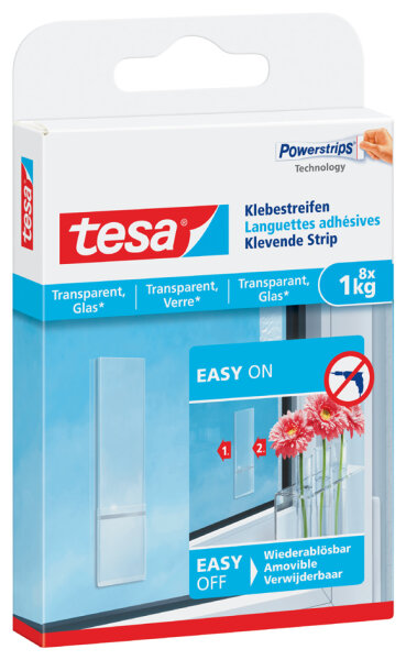 tesa Powerstrips Languettes adhésives pour surfaces en verre
