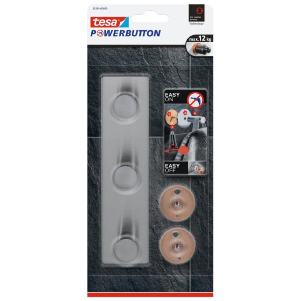 tesa Powerbutton Hakenleiste Classic, 3-fach