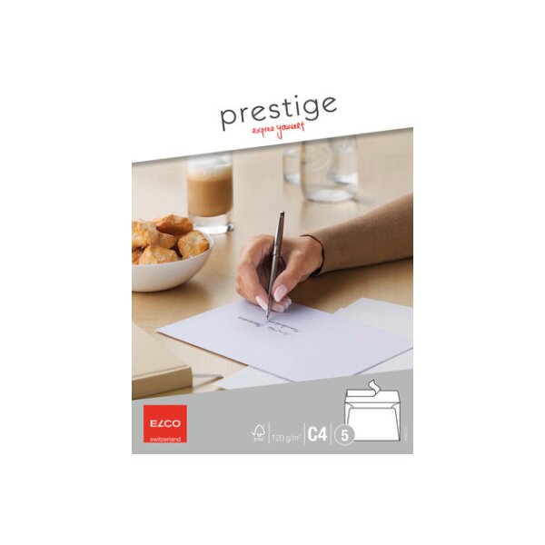 ELCO Envelope Prestige C4 70422.12 120g,blanc,s.fenêtre 5 pcs.
