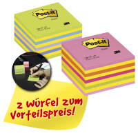 Post-it Haftnotiz-Würfel, 76 x 76 mm, Vorteilspack, sortiert