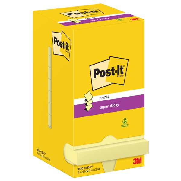 Post-it Haftnotizen super sticky z-notes, 127 x 76 mm, gelb