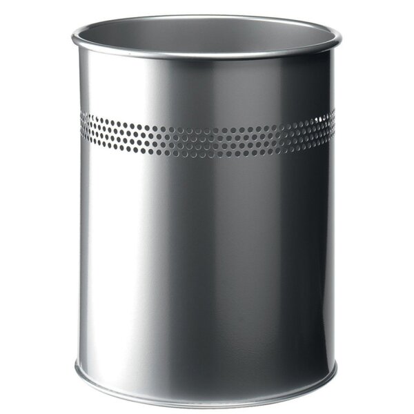 DURABLE Papierkorb METALL, rund, 15 Liter, schwarz