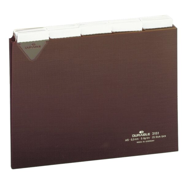 DURABLE Karteiregister, A6 quer, braun, 25-teilig