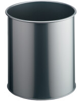 DURABLE Papierkorb METALL, rund, 15 Liter, metallic silber