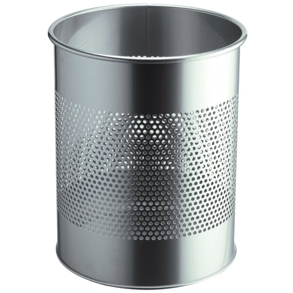 DURABLE Papierkorb METALL, rund, 15 Liter, grau