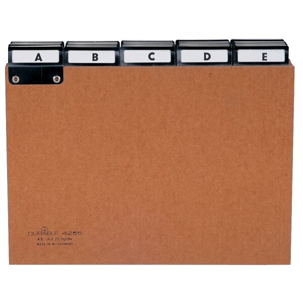 DURABLE Karteiregister A - Z, Pressspan, DIN A5 quer, braun
