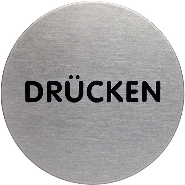 DURABLE Piktogramm "Drücken", Durchmesser: 65 mm, silber