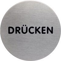 DURABLE Piktogramm "Drücken", Durchmesser: 65 mm, silber