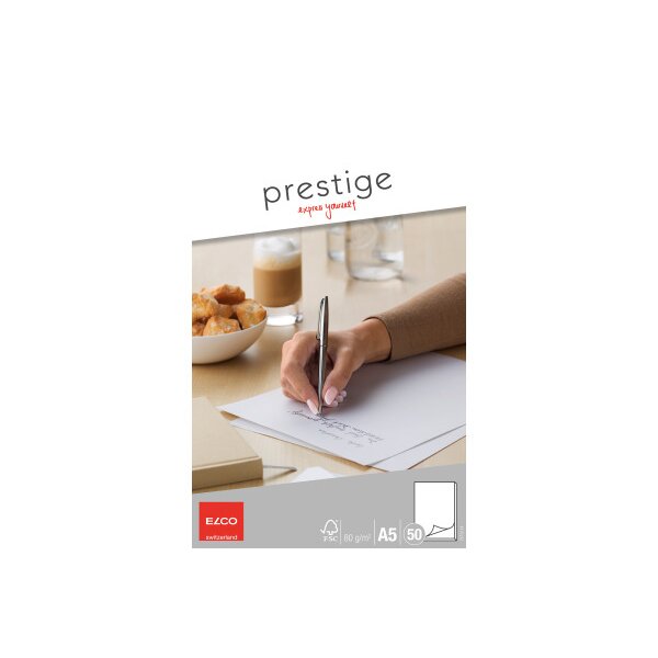 ELCO Bloc notes Prestige A5 73712.14 en blanc, 80g 50 feuilles