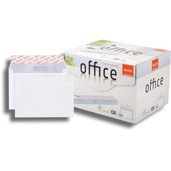 ELCO Enveloppe Office s. fenêtre C6 74531.12 80g, blanc, colle 200 pcs.