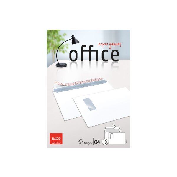ELCO Envelope fenêtre droit C4 74479.12 120g, blanc, colle 10 pcs.