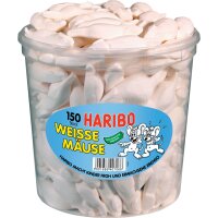 HARIBO Fruchtgummi WEISSE MÄUSE, 150er Runddose