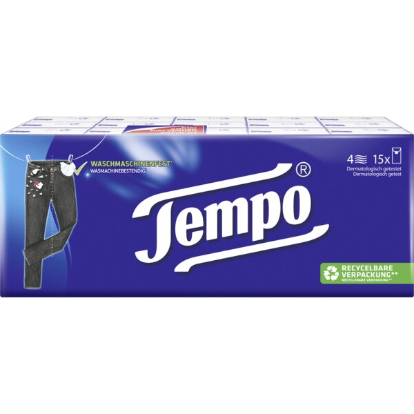 Tempo Taschentücher Klassik, 4-lagig, weiss, 15er Pack