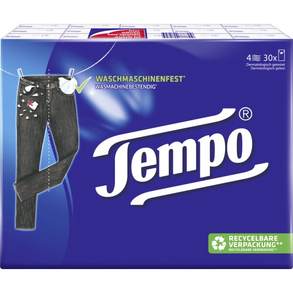 Tempo Taschentücher Klassik, 4-lagig, weiss, 15er Pack