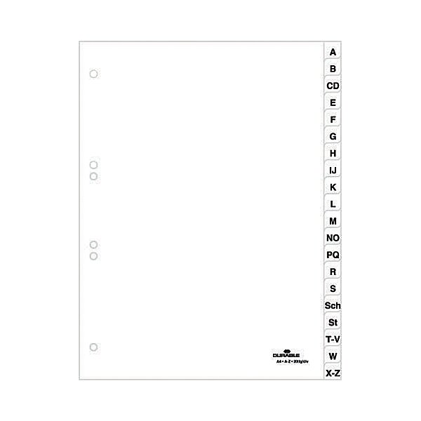 DURABLE Kunststoff-Register, A-Z, A4, 20-teilig, weiss