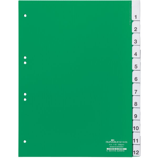 DURABLE Intercalaires en plastique, PP, 25 touches
