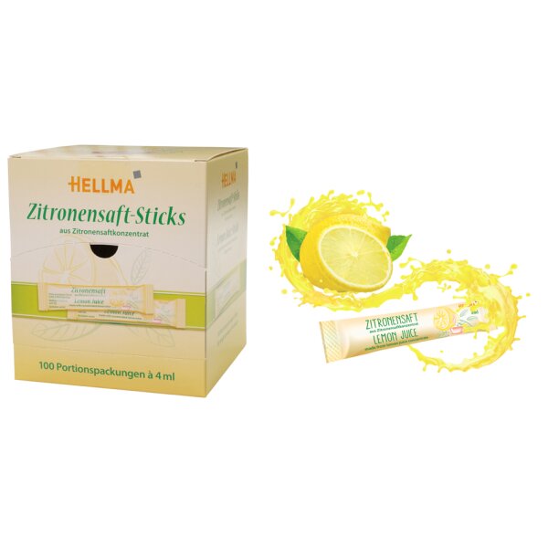 HELLMA Sticks de jus de citron, dans un présentoir en carton