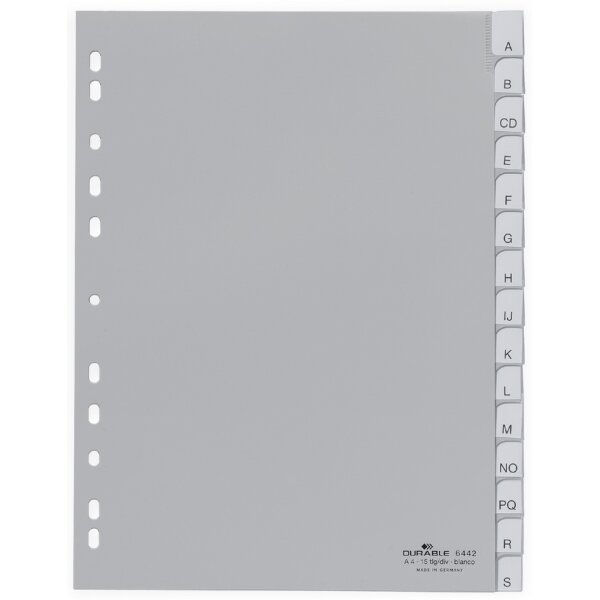 DURABLE Intercalaires en plastique, uni, A4, polypropyl&egrave;ne